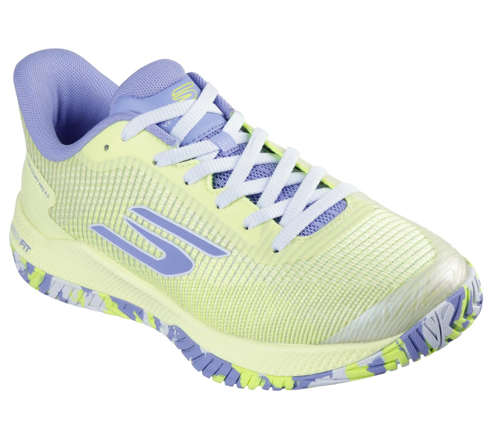 Skechers Women's Viper Court Pro 2.0 Pickleball-Shoes, Lime Synthetic/Textile/Lavender Trim, 4.5 UK