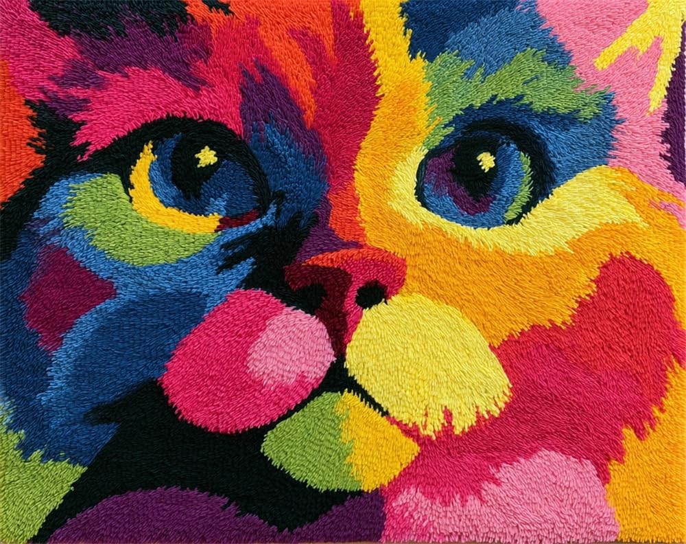FWRTYCB Latch Hook Rug Kit Colorful cat