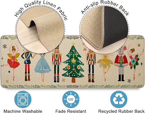 Miniatura 4 de Juego de 2 tapetes de cocina con diseño de cascanueces para decoración navideña, cascanueces para decoración de Navidad, decoración de Navidad para