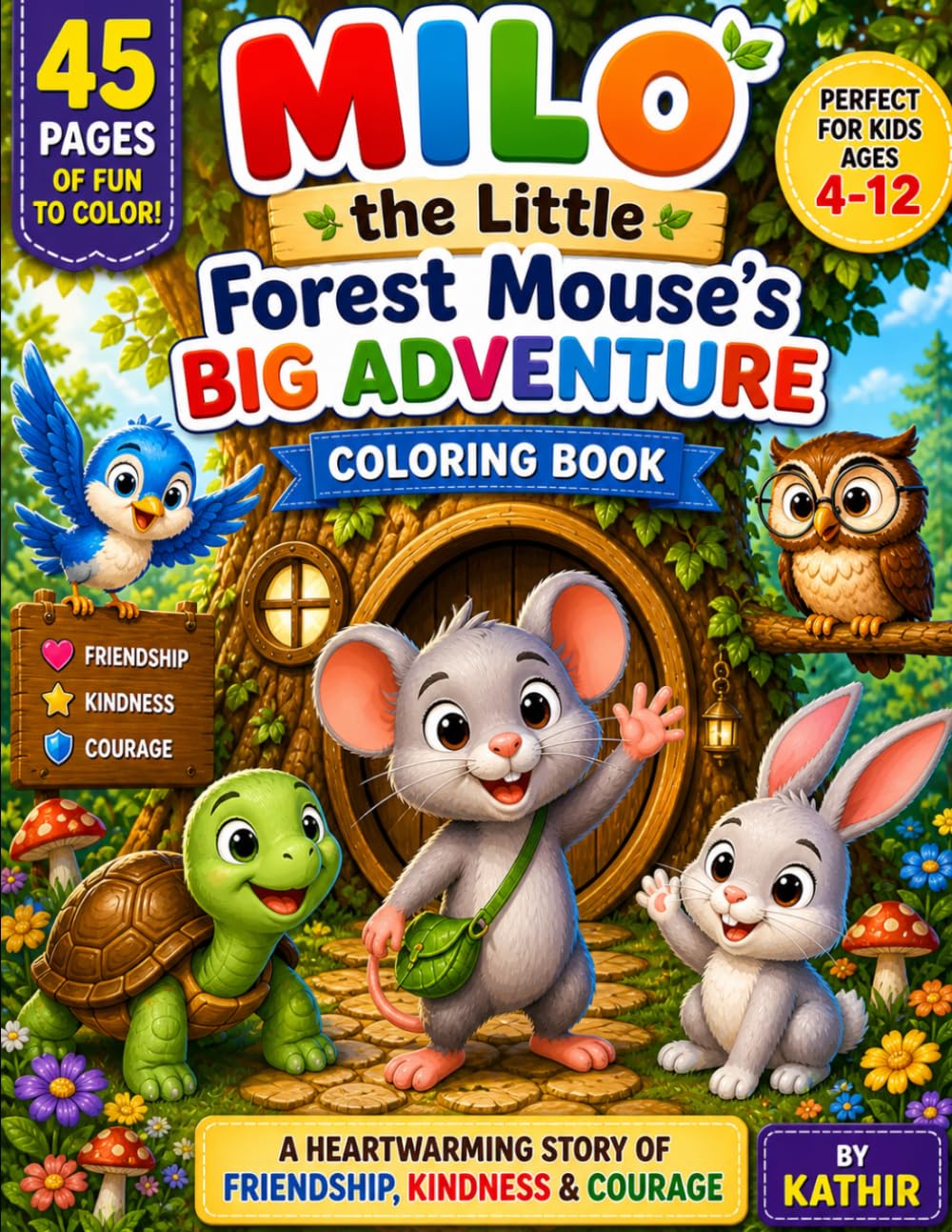 Milo the Little Forest Mouse’s Big Adventure: A Fun Animal Story Coloring Book for Kids Aged 4 to 12