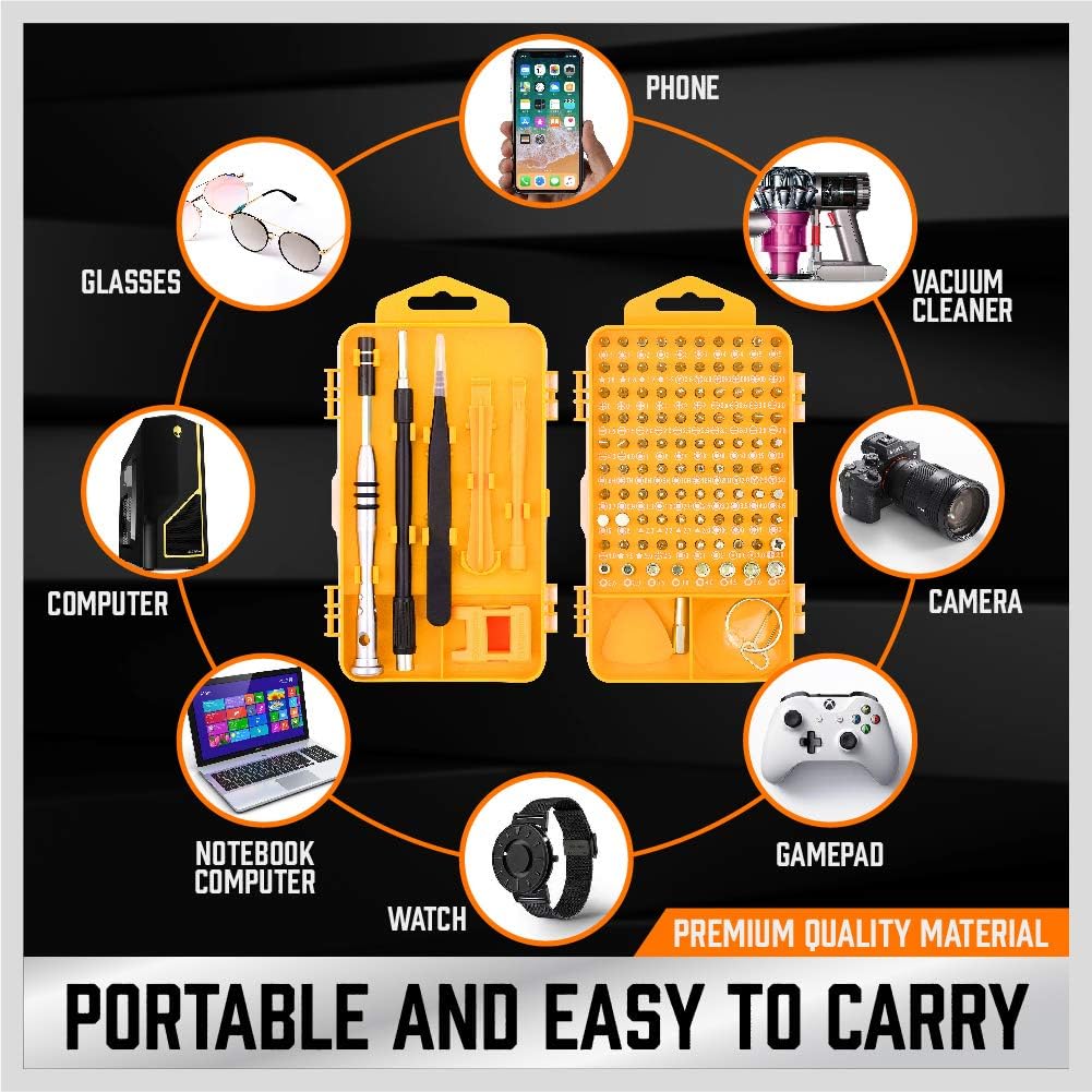 HORUSDY 110 in 1 Precision Screwdriver Set with Phillips, More& Torx Bits, Non-Slip Magnetic Electronics Tool Kit