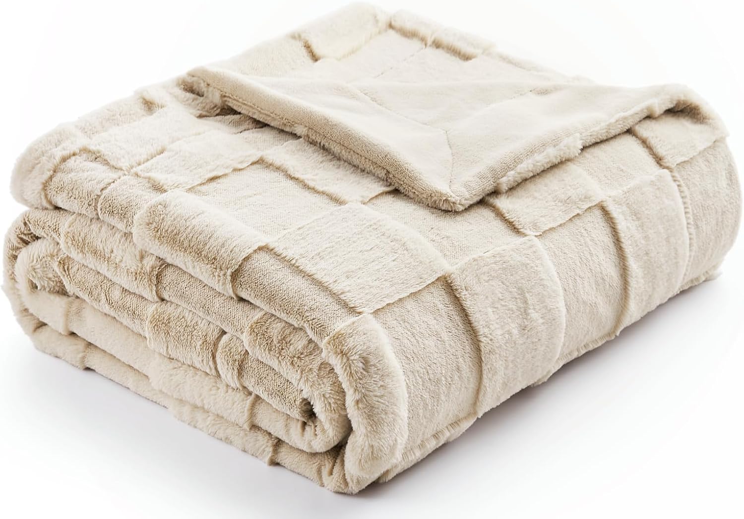Cozy Bliss Tan Checkered Faux Rabbit Fur Throw Blanket, Lightweight Fleece Soft Fuzzy Fluffy Minky Furry Blankets for Couch, Bed (50 * 60 Inches Beige) Cozy Bliss Tan Checkered Faux Rabbit Fur Throw Blanket, Lightweight Fleece Soft Fuzzy Fluffy Minky Furry Blankets for Couch, Bed (50 * 60 Inches Beige)