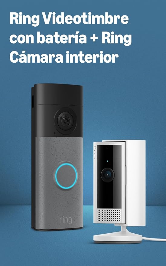 Pack Ring: Videotimbre con Batería y Cámara Interior para Seguridad del Hogar