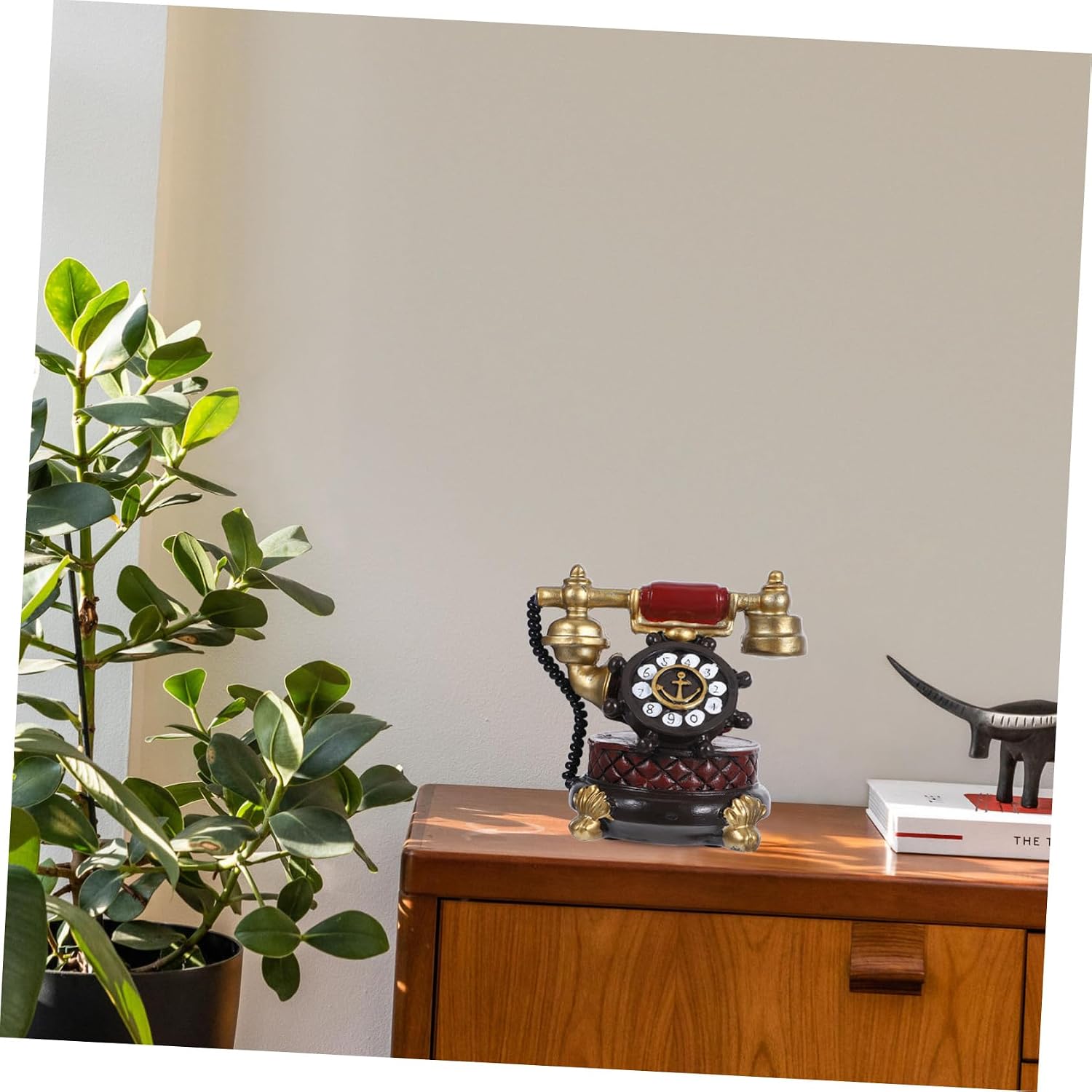 Zerodeko Vintage Rotary Desk Telephone Model Retro Resin Home Decor Antique Style Dial Phone Ornament for Office and Home Decoration