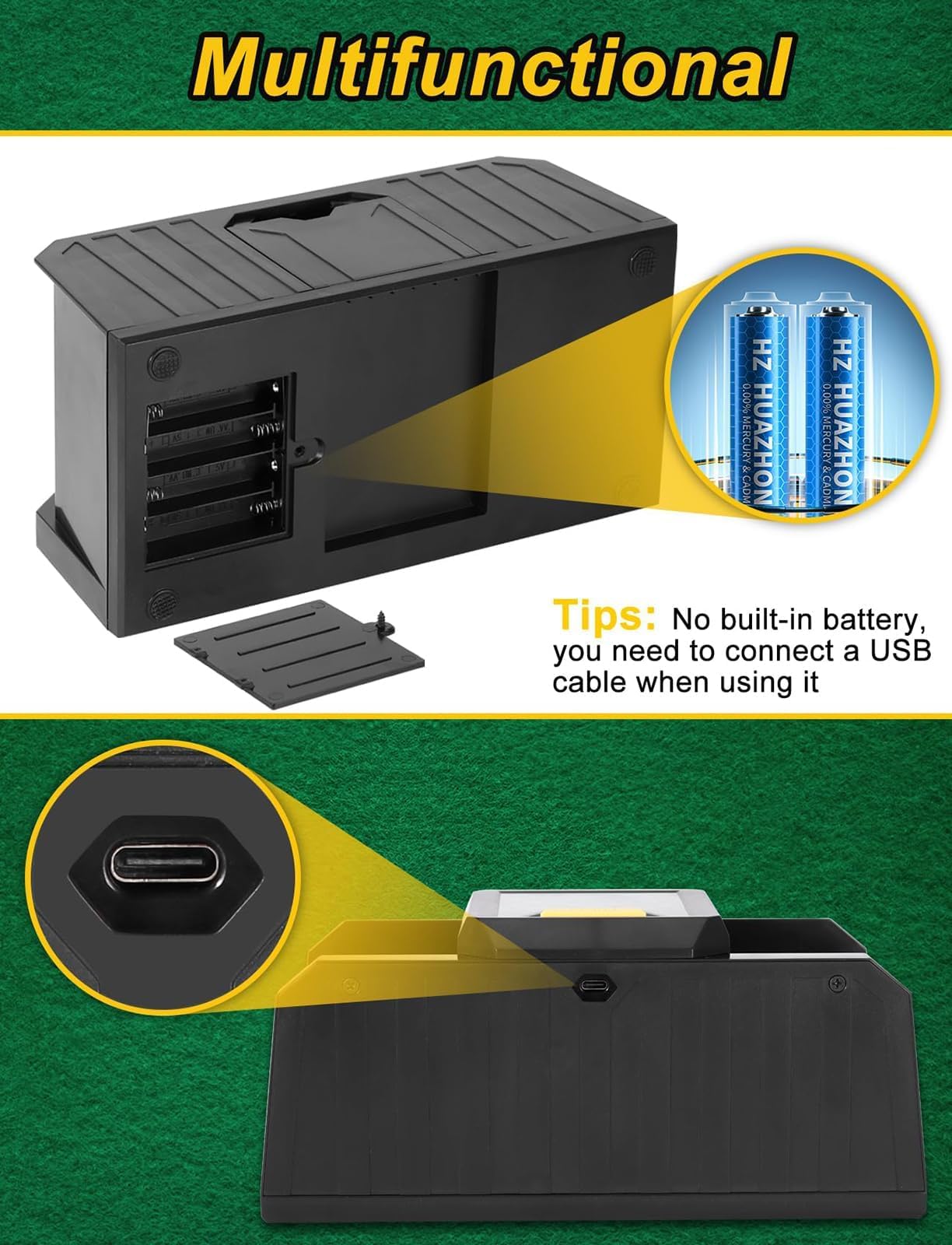 Shuffler de tarjeta automática, Máquina Shuffler de tarjetas de póker, 2 Método de fuente de alimentación, operación de una sola presión, máquina de baraja eléctrica de bajo ruido para póker, Uno