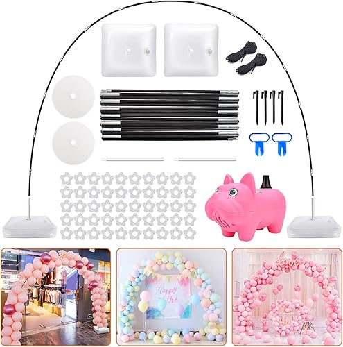 Chamvis Kit de arco de globos con bomba de globo eléctrica, marco de soporte de arco de globos ajustable, cenadores de jardín para bodas, baby