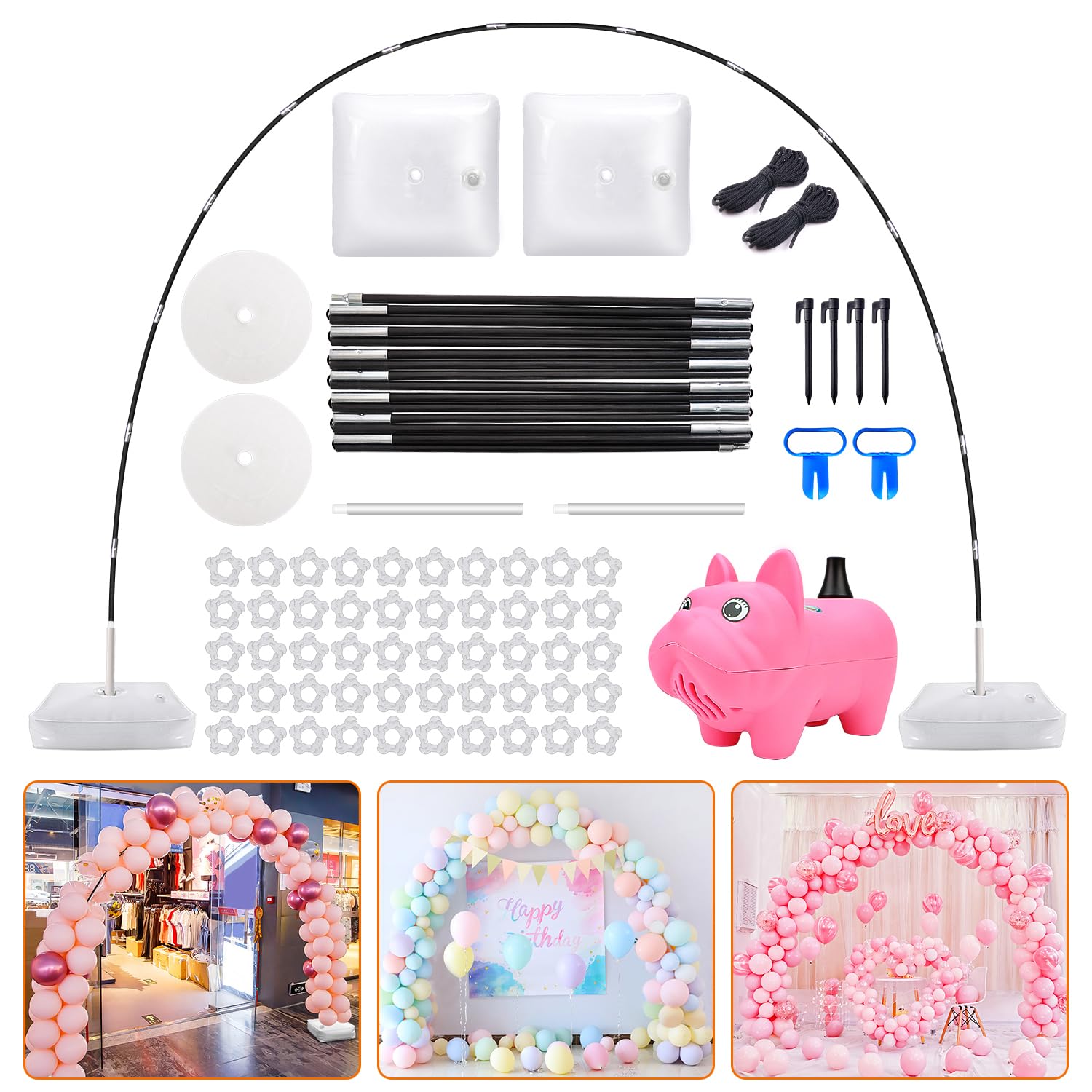 Chamvis Balloon Arch Kit with Electric Balloon Pump, Adjustable Balloon Arch Stand Frame Garden Arbors: for Wedding Baby Shower Birthday Party