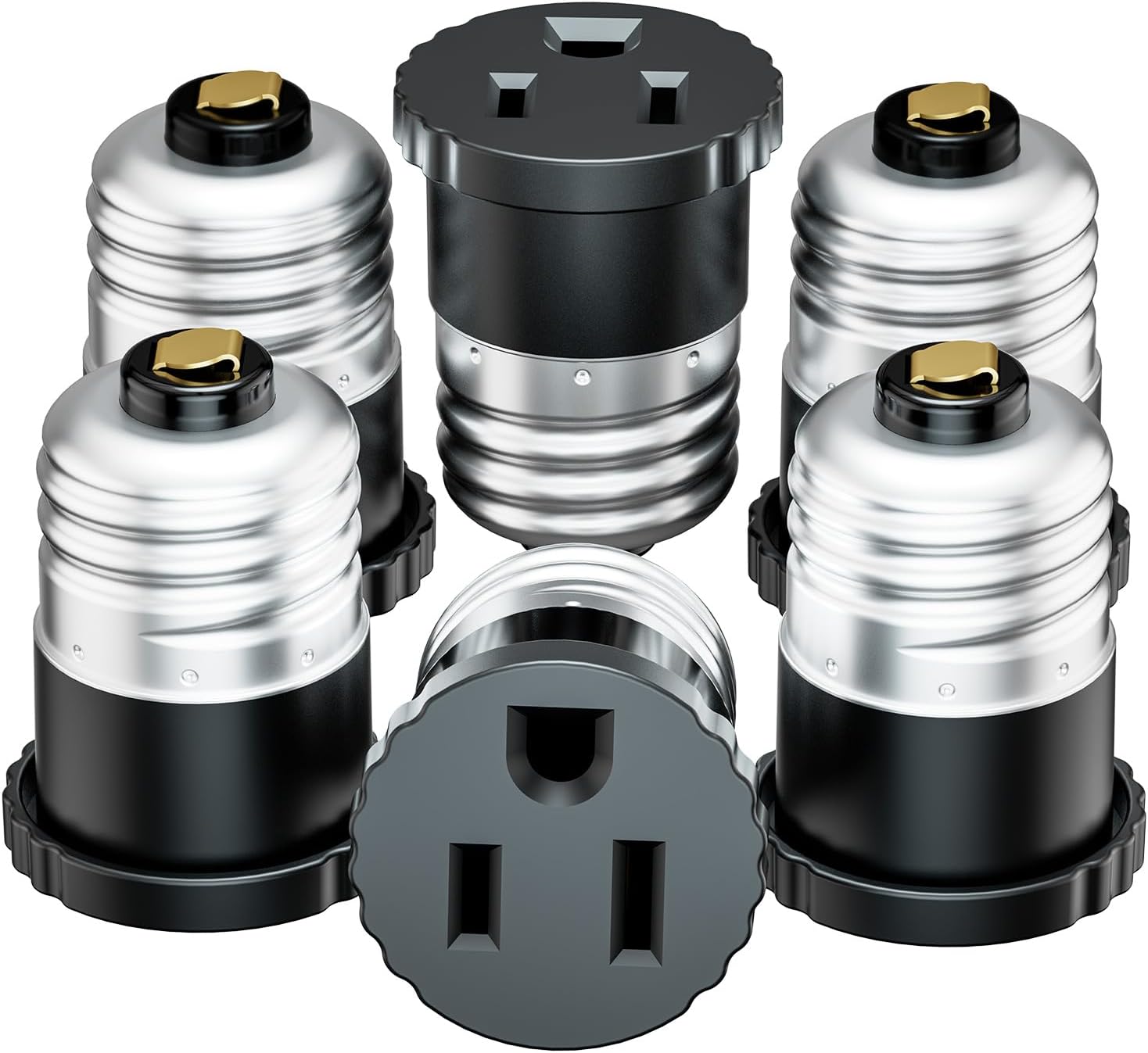 6 Pack, Light Socket to Plug Adapter, Light Bulb Socket Convert to Outlet Ada...