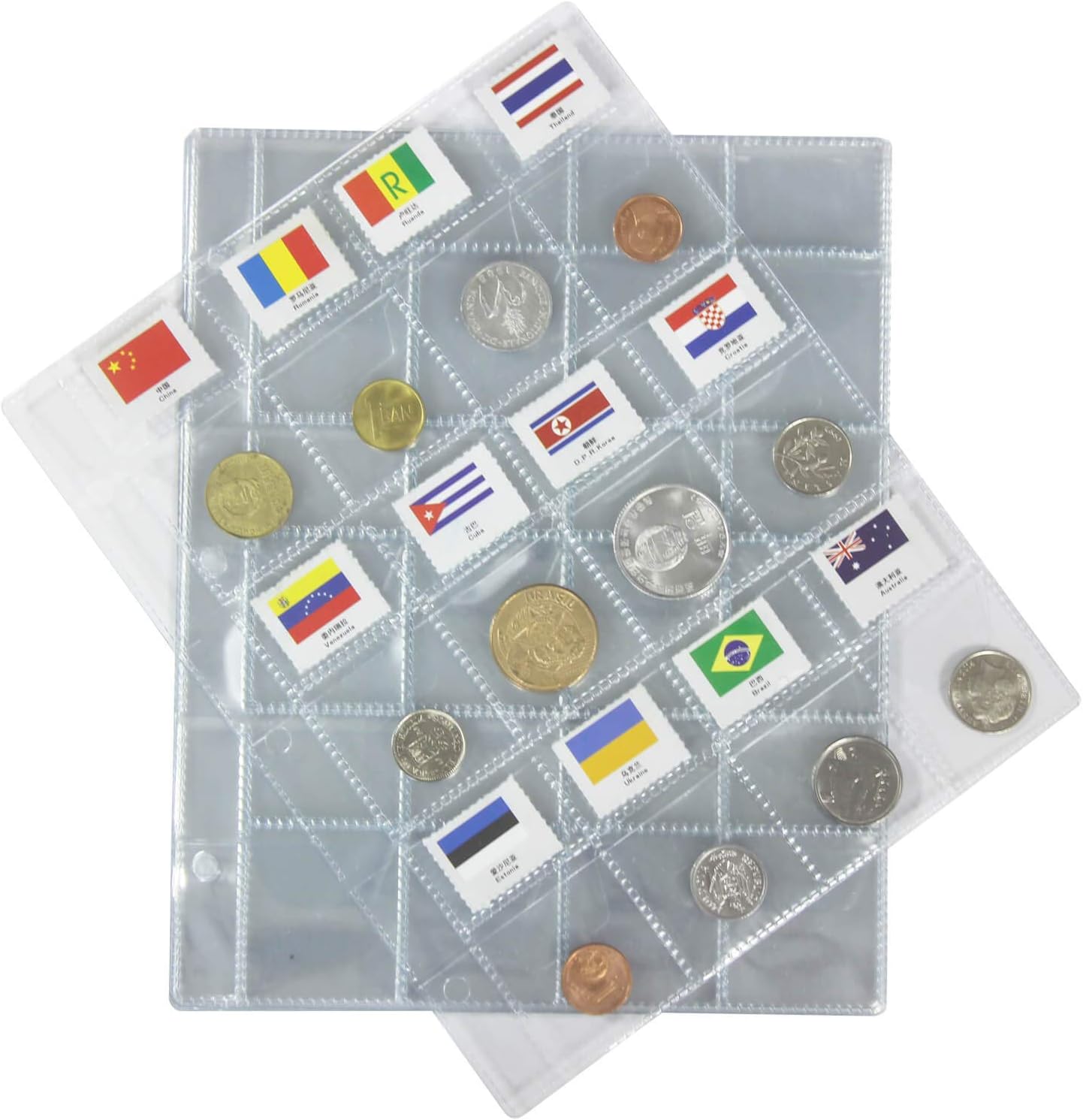 10-Pack Upgraded Plastic Coin Pocket Page Protectors Coin Collection Holders Storage Sheets