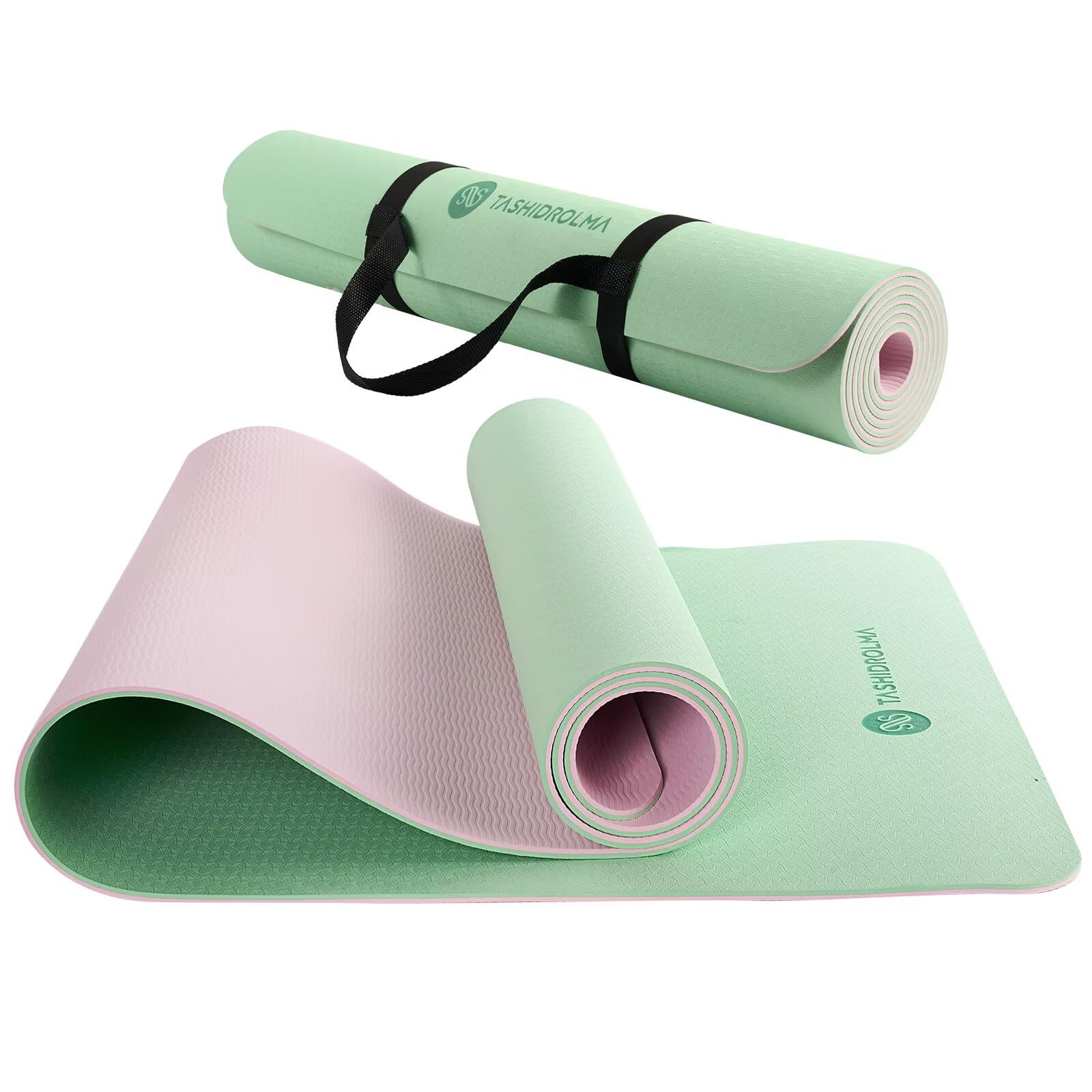 Yogamatte Rutschfest, Gymnastikmatte Mit Tragegurt, Sportmatte Für Fitnessstudio, Zuhause, Reisen, 183x61cm