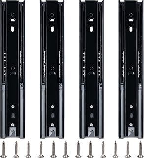 2 Pair Full Extension Drawer Slides,Black Soft Close Ball Bearing Heavy Duty Drawer Rails Side Mounted 100 LB Load Capacity Drawer Runners(10 inch)