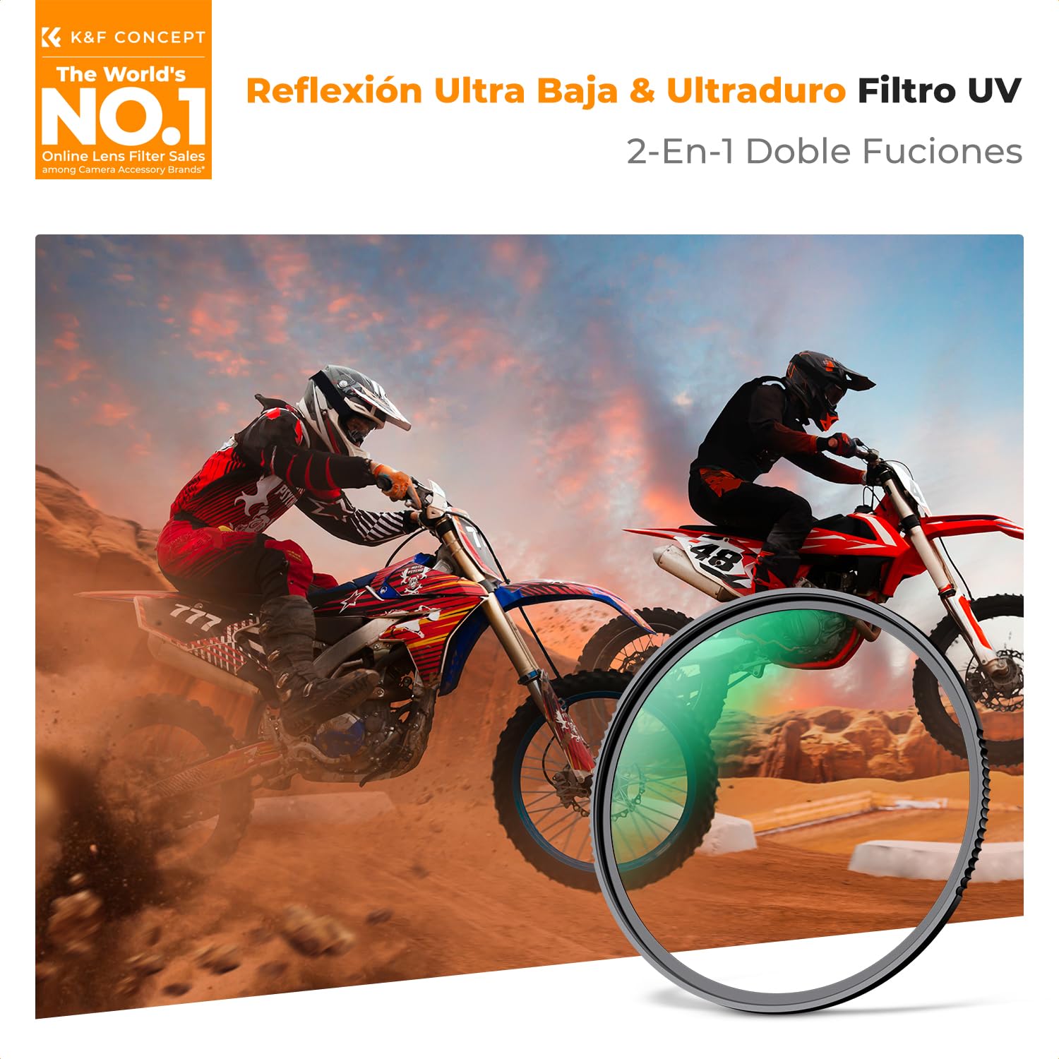 K&F CONCEPT Nano-Xcel 72mm Filtro UV Ultrabaja Reflectividad & Protección contra Choques, Filtro UV de Protección Ultra-Hard & Reflex Ultra Baja con Vidrio Óptico de Dureza 9H 28 Capas Revestimiento
