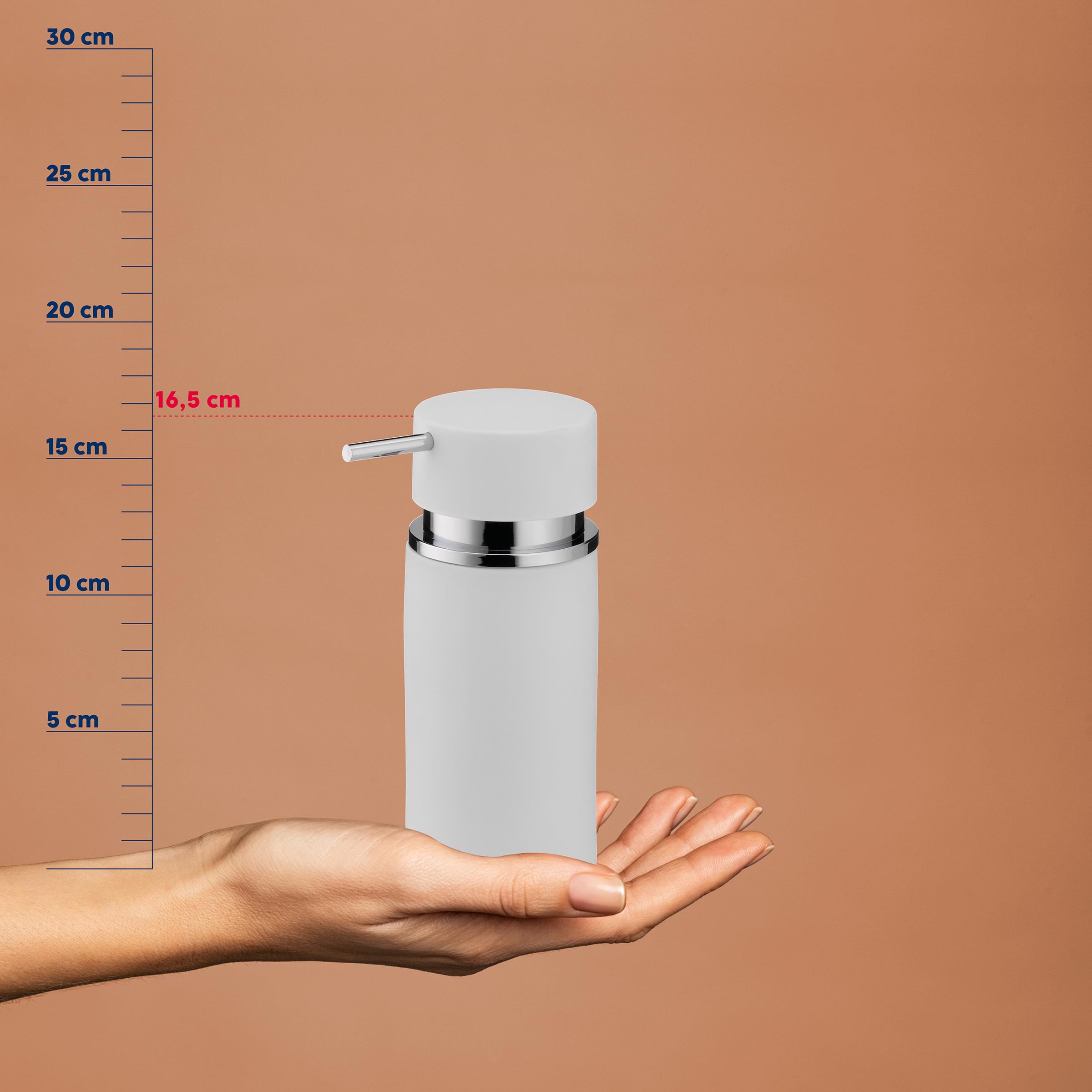 kela Dozownik mydła 300 ml PER, dozownik mydła biała ceramika, powierzchnia antypoślizgowa, butelka z pompką, dozownik płynu do mycia naczyń, matowy