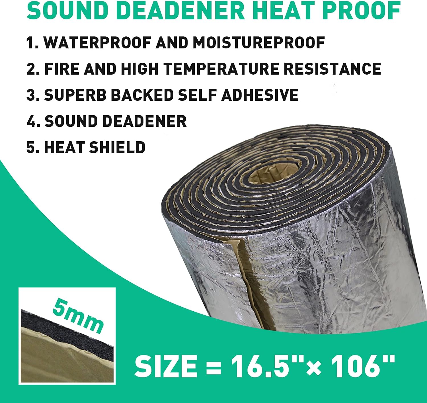 200mil 24.4 Sqft Car Sound Deadener Deadening Mat Noise and Heat Shield Insulation Closed Cell PE Foam Vibration Dampening Material for Car Hood Trim Roof Door and Trunk