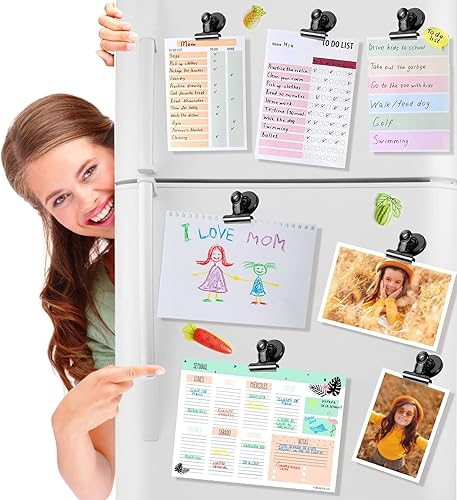 Miniatura 2 de Paquete de 6 imanes para refrigerador, imanes negros para nevera, clips magnéticos para pizarra blanca, imán de nevera para el hogar y la oficina