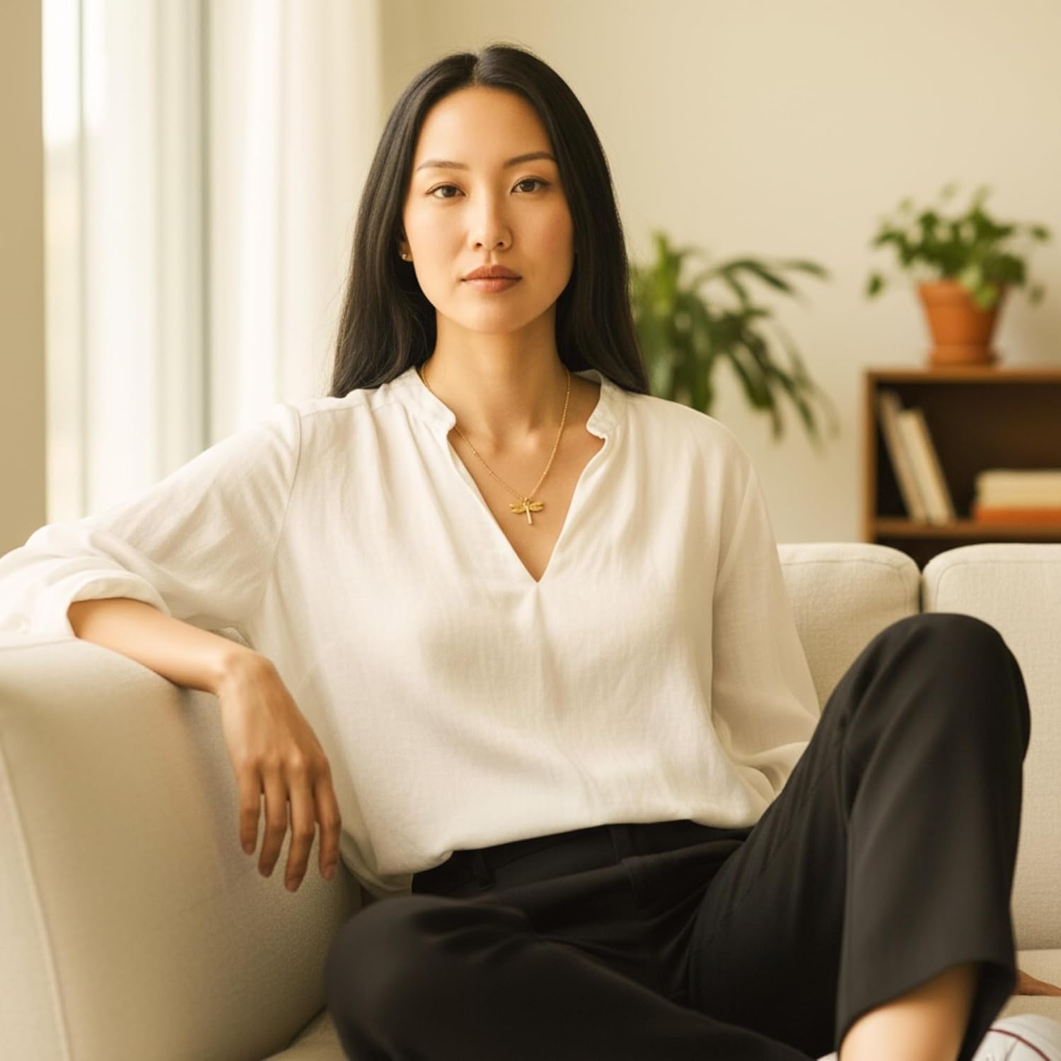 Elegant Dragonfly Pendant Necklace, 18K PVD Gold Plated Stainless Steel, 45cm Chain with Extension - Image 5