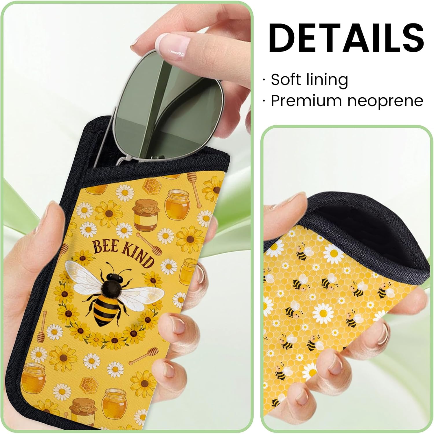 GLOBLELAND 2 Pcs Watercolor Insect Soft Glasses Case Portable Pouch for Women Men Glasses Watches Makeup Brushes