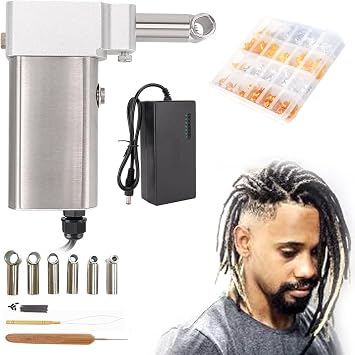 Electric Instant Dreadlocks Machine6 Replacement Holes, Portable Hair Extension Braiding Machine, Dreadlock Crochet Tool, Includes Hair Accessories for Stylish Dreadlocks
