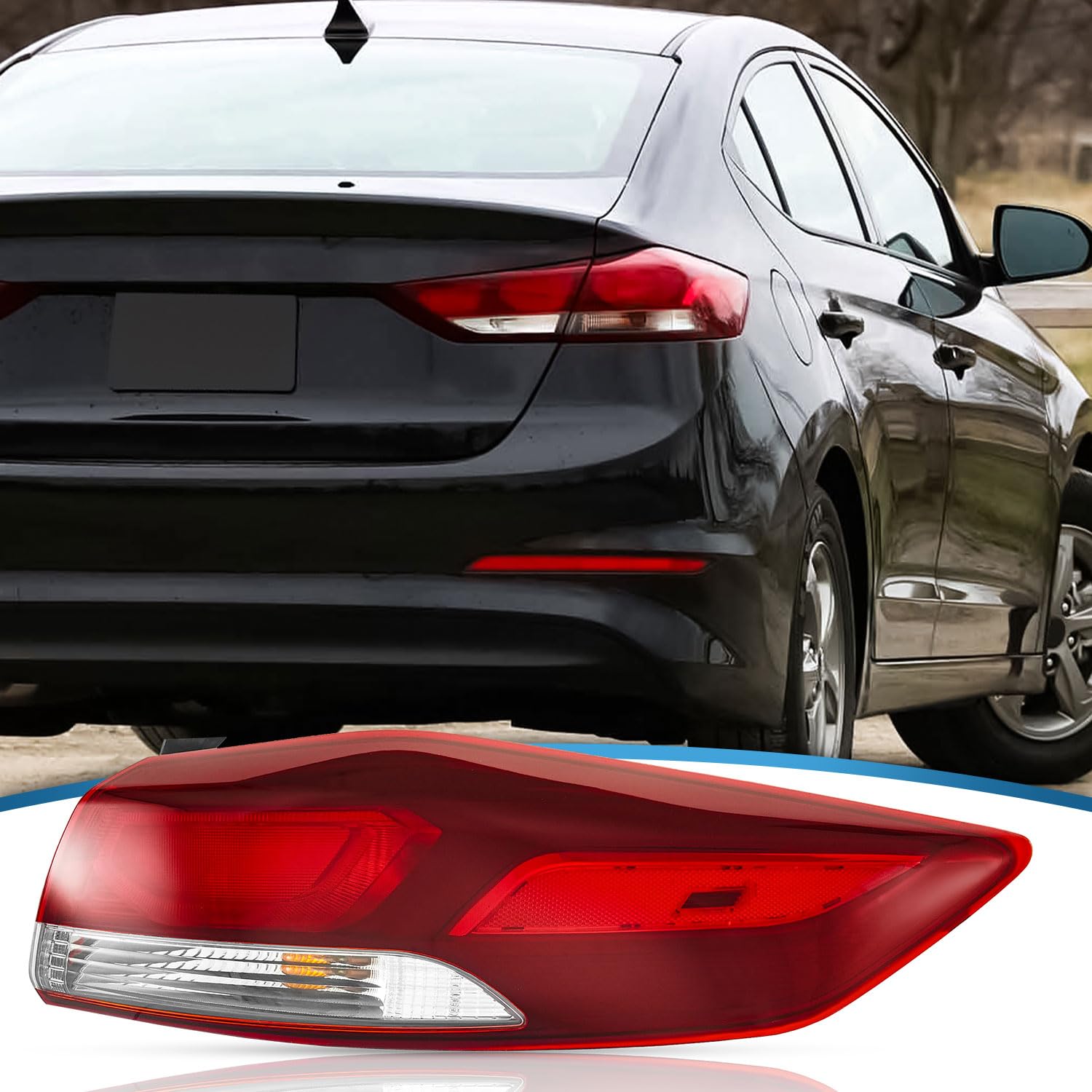 TTUN AUTO Compatible with 2017-2018 Hyundai Elantra Tail Light Outer Brake USA & Halogen Type with Side Marker Lamp 92402-F2020(Passenger Side)