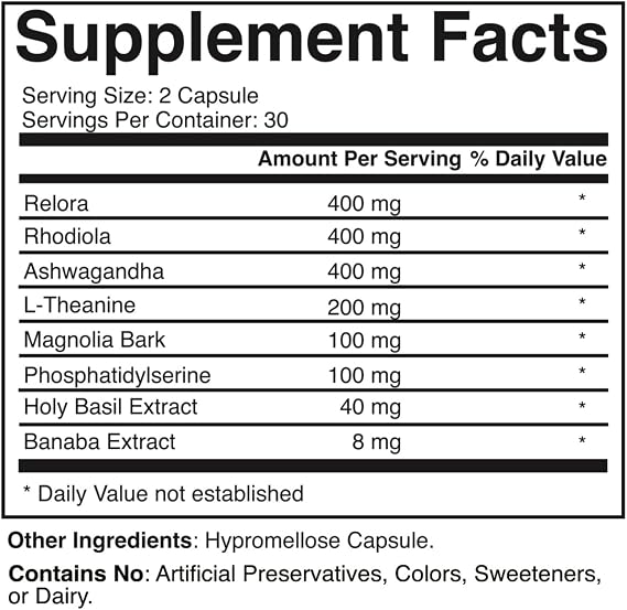 Cortisol Stress Balance + Calm Recovery Daily Support for Healthy Stress Response & Emotional Stability 60 Capsules