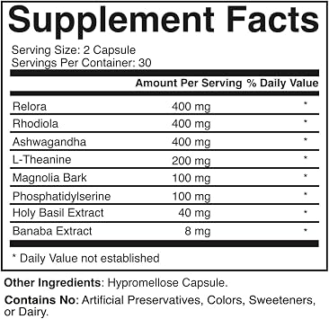 Cortisol Stress Balance + Calm Recovery Daily Support for Healthy Stress Response & Emotional Stability 60 Capsules