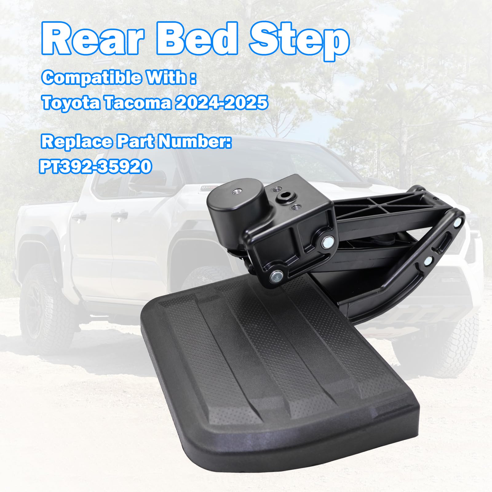 Rear Bed Step For 2024-2025 Tacoma - Folding Tailgate Step, Retractable, Aluminum, 450lb Capacity, Replace PT392-35920