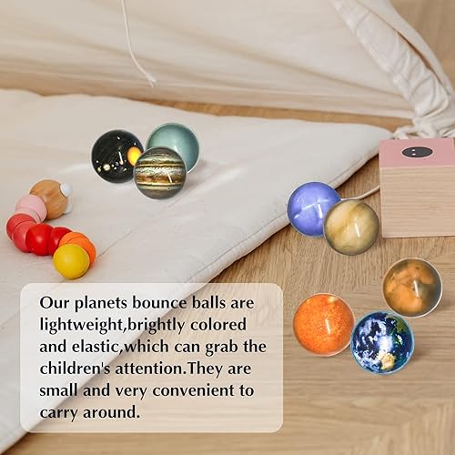 Miniatura 5 de Panxxsen 24 bolas rebotantes, bolas de rebote de planetas, bolas de goma de sistema solar de rebote alto para niños, recuerdos de fiesta y rellenos