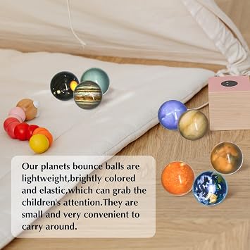 Panxxsen 24Pcs Bouncing Balls, Planets Bouncing Balls, High Bouncing Solar System Rubber Balls for Kids, Party Gifts and Gift Bag Fillers, Birthday Gift, 32mm