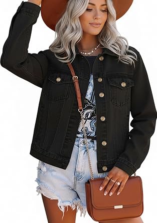 JMOJO Jean Jacket Women - 100% Cotton Denim Jacket for Women in Regular Fit & Plus Sizes with Waist Adjuster - Perfect for Summer