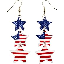 Acrylic July 4th Independence Day Earrings American Flag Five-pointed Star Earrings Dangle Earrings for Women Independence Day Gifts 250th Anniversary Merchandise