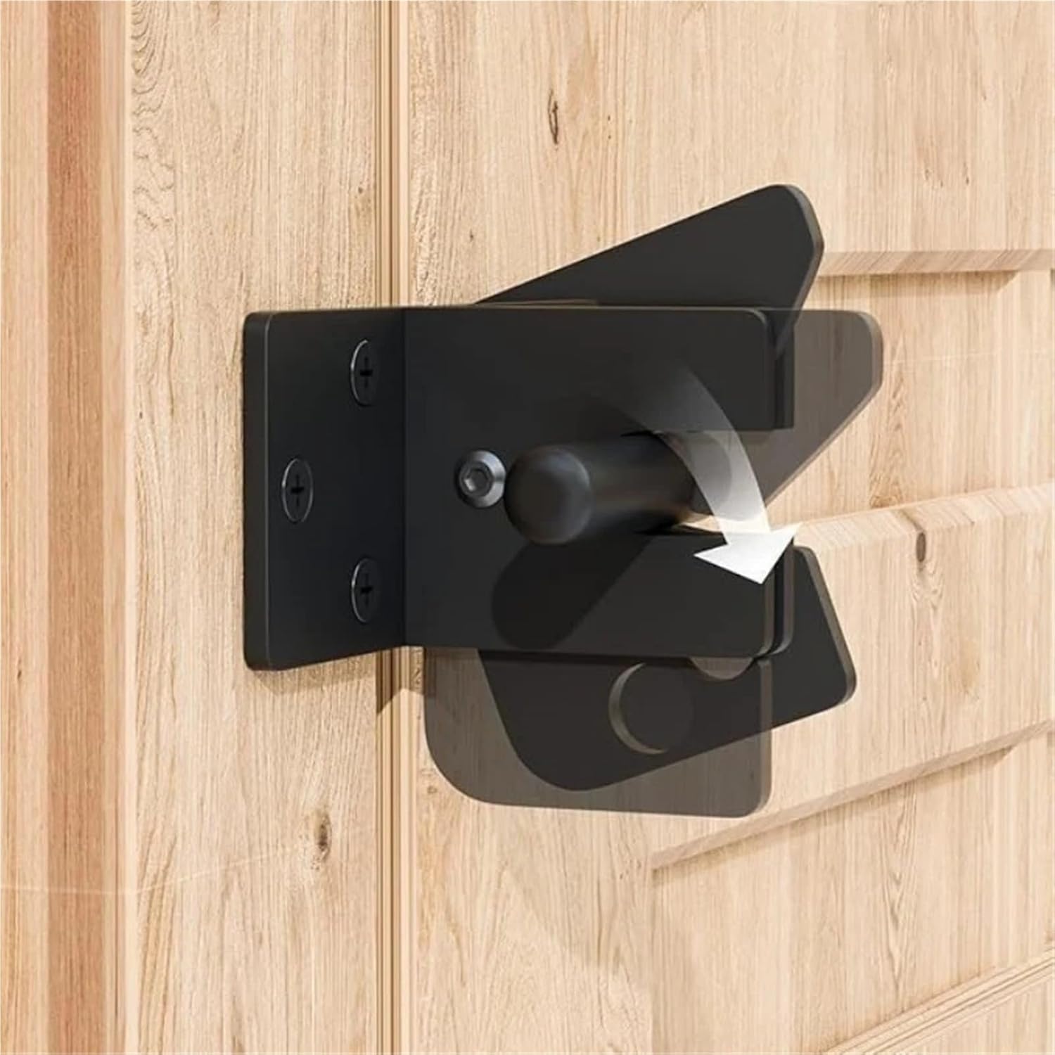 Automatic Self-Locking Gate Latch with Lever Mechanism for Wooden Fence Gates, Black Finish