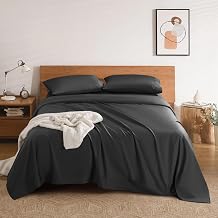 100% Egyptian Cotton Sheets High Thread Count Full Size Bedding Sets 4 Pcs, Fitted Sheet Up to 16 Inch Breathable All Seasons