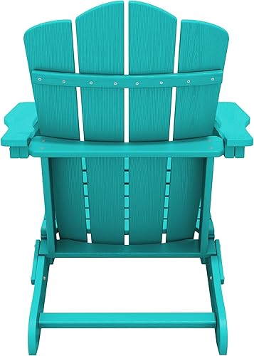 Vista 38 de KINGYES - Silla Adirondack plegable, sillas de patio de polietileno de alta densidad para todo tipo de clima, silla de césped con textura de madera