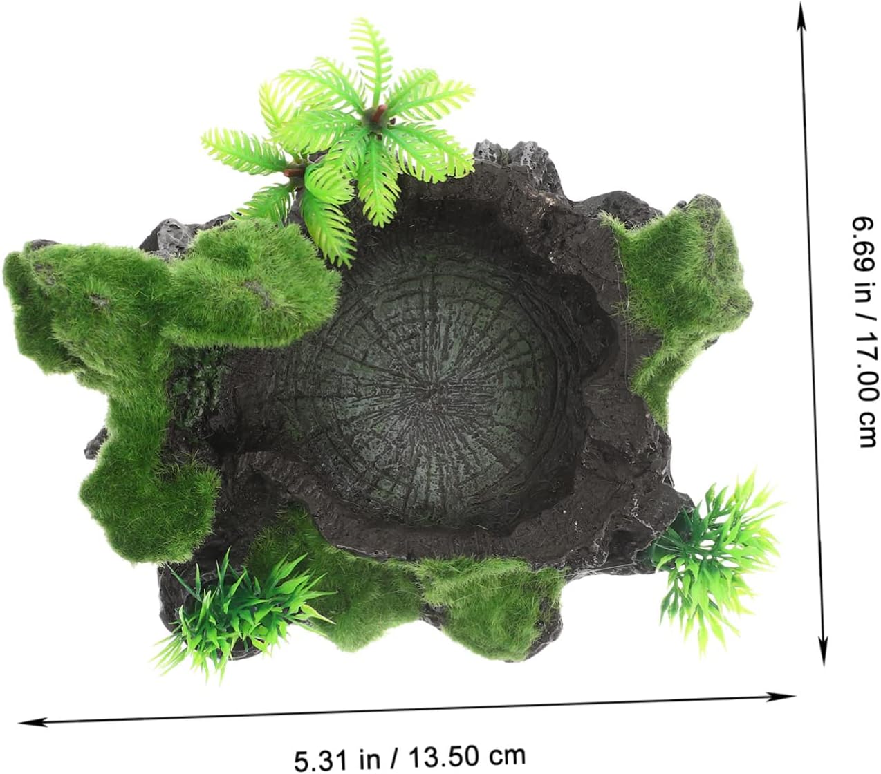 MERRYHAPY Wear-Resistant Resin Reptile Water Bowl Decorative Terrarium Dish for Turtles Lizards and Bearded Dragons Natural Look Feeding and Water Accessory