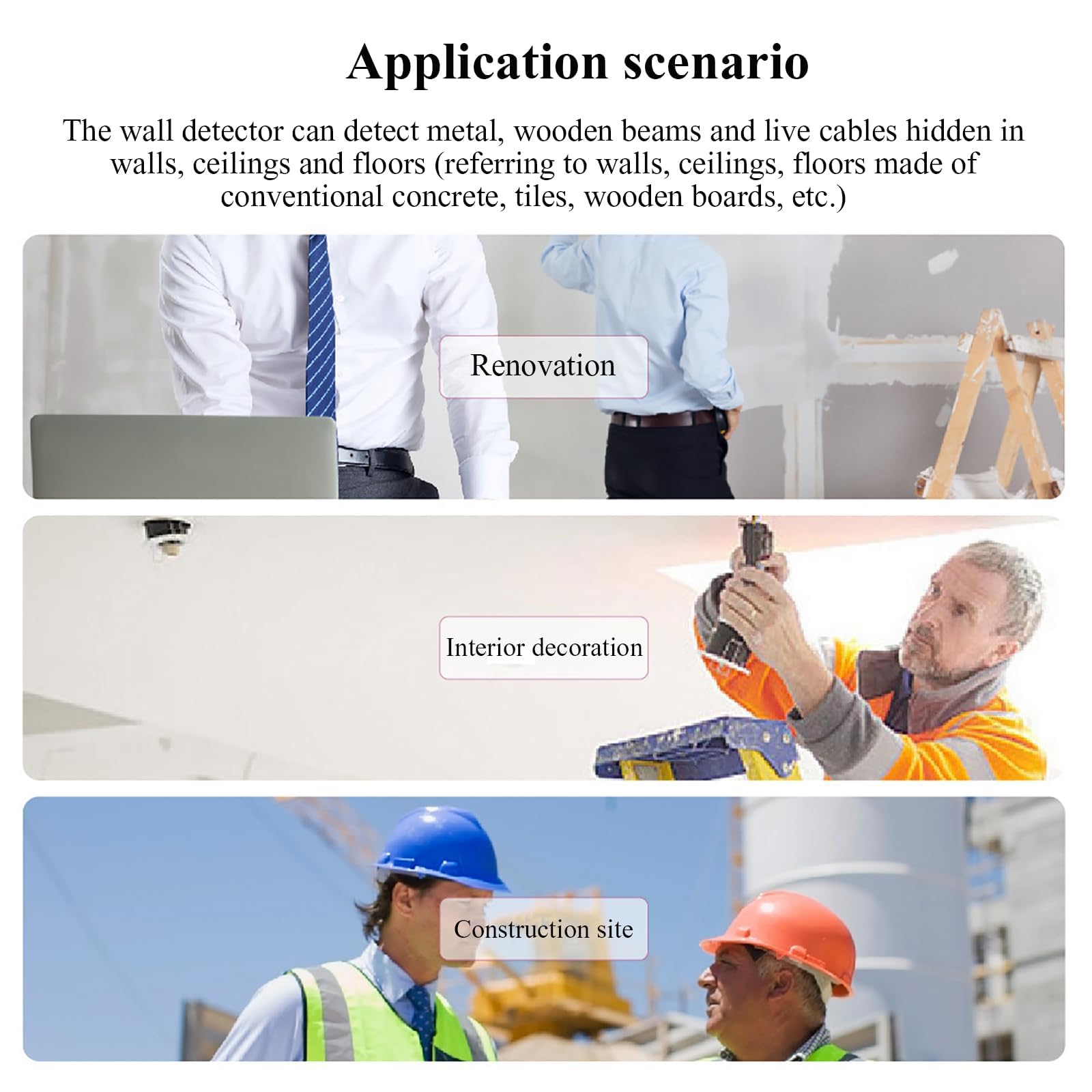 Detector digital de metales de pared, escáner de tuberías de agua y cable vivo, encuentra cables ocultos de metal, madera y CA en las paredes, herramienta de detección precisa y fácil de usar