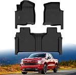 Tapis de sol pour voitures tout temps pour 2007-2013 Chevy Silverado/GMC Sierra 1500 Cabine d'équipage, 2007-2014 Silverado/Sierra 2500/3500 HD Cabine d'équipage,TPE Linges de sol en caoutchouc pour Chevy Silverado Accessories