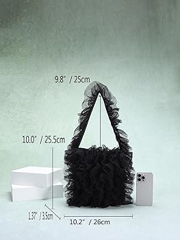 り**様 【美品】 ラメドットチュールバッグ　ブラック Amazon | [Cottonholic] トートバッグフリルバッグ おしゃれで