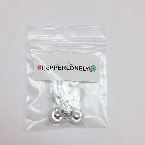 Vista 204 de PEPPERLONELY 10 piezas de tela de 0.394 in cubierta con botones redondos de vástago de metal, azul marino