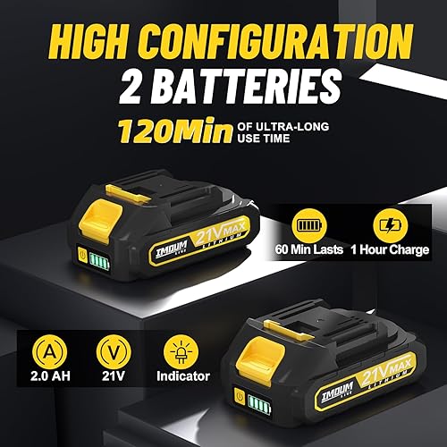 Miniatura 3 de IMOUMLIVE - Mini motosierra inalámbrica de 6 pulgadas con batería de 2 × 21 V, sin escobillas, potente motosierra eléctrica portátil de mano con