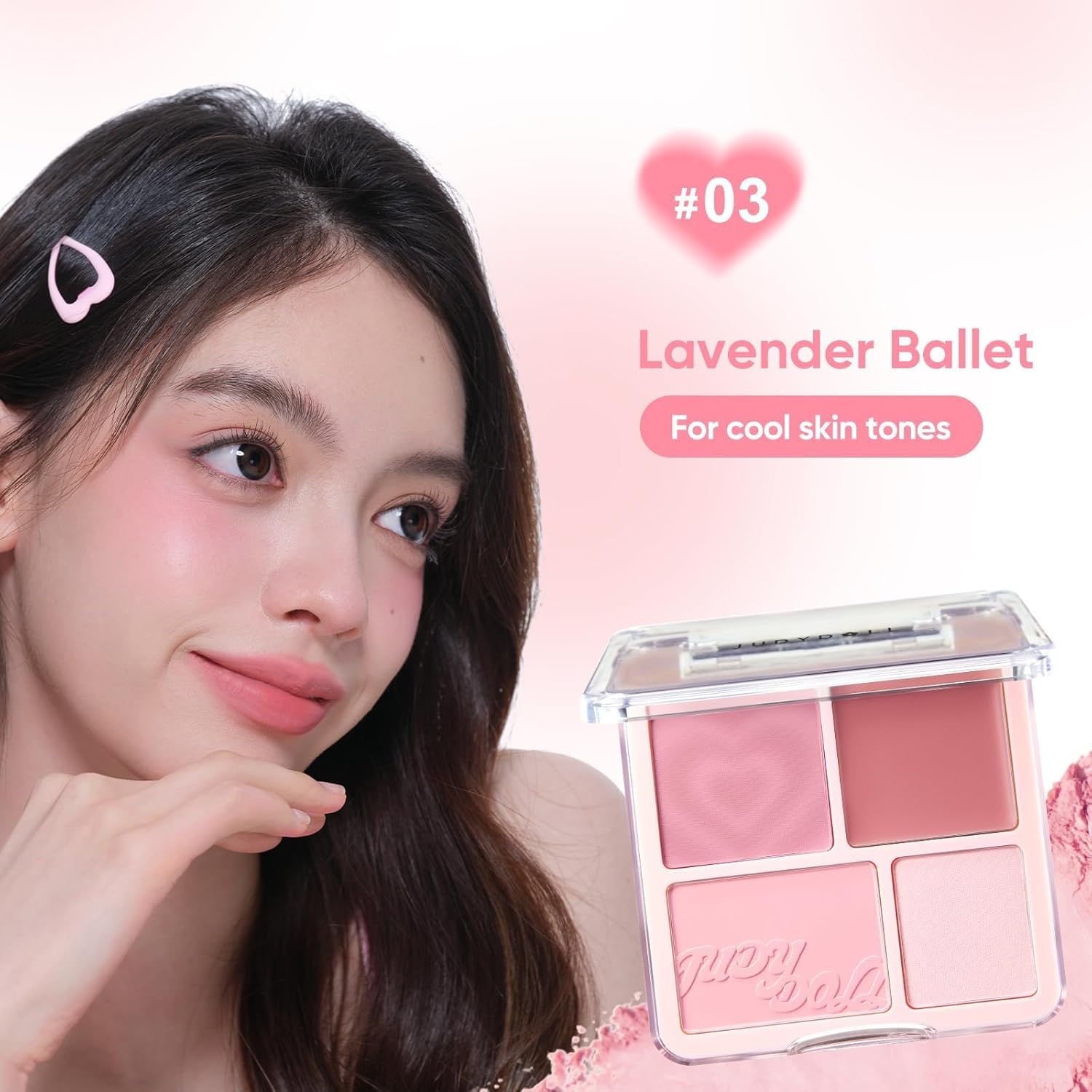 JUDYDOLL 2 In 1 Blush Highlighter Palette, Blush Cream & Glowy Blush, Buildable Color for Cheeks, Cute Makeup, Lightweight, Smooth Powder, Multi-Use, Matte Finish or Radiant Look - Image 2