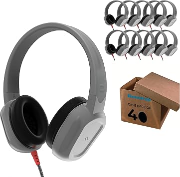 Brenthaven Rugged 2 Wired Headphones No Mic | USB C 40 Pack - Long Tangle Free Chew-Proof Cord -Reliable Drop Tested and Comfortable for Kids K-12 Students Classroom and School Use