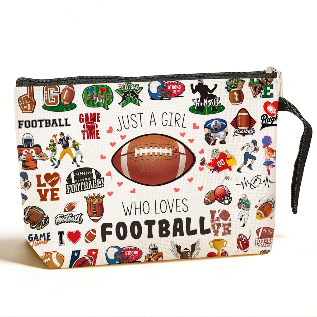 Jztco Football Gifts Cosmetic Bags Toiletry Bag Birthday Graduation Funny Makeup Bag Football Player Gifts for Women Teens Girls Girlfriend Football
