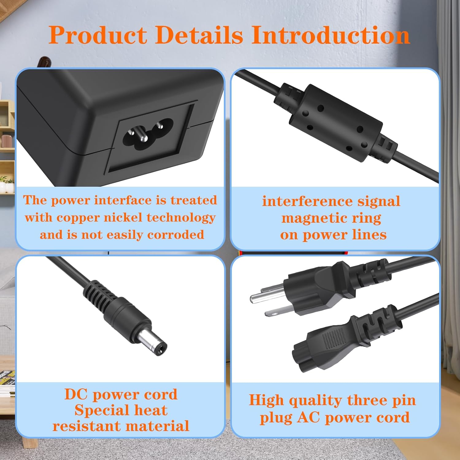 12V Power Cord Compatible with Arcade1up Game Machine - for All Riser Cocktail Tables (RYJ0136PAU0-1-2-3-4- RYJ0136PAU5), BIton BI36-120300-U2,B36-120300-E2, and BI36L-120300-1-LED AC Adapter Charger