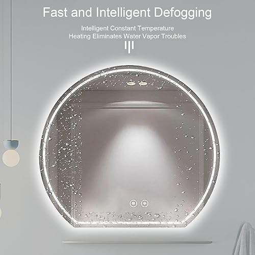 Miniatura 5 de Espejo de tocador LED para baño con luz delantera y trasera, espejos de pared con antiniebla, 2 colores (tamaño pequeño)