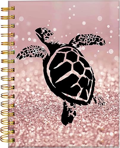 iampanda Cuaderno de diario en espiral, colorido con purpurina de tortuga, fuerte encuadernación de doble alambre con papel de primera calidad para