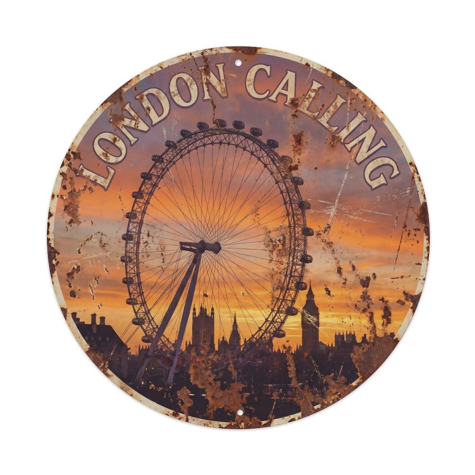 Fqcyn Style Vintage Travel London Eye Heritage Metal Tin Sign