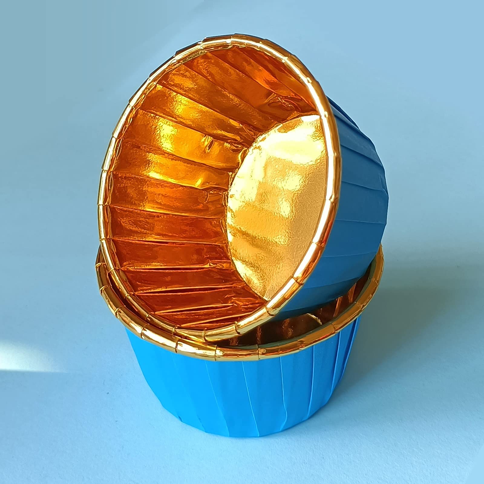 50 Moules à Cupcakes En Papier Jetables - Antiadhésifs, Pour Four/Micro-ondes, Fêtes (Bleu) - 7