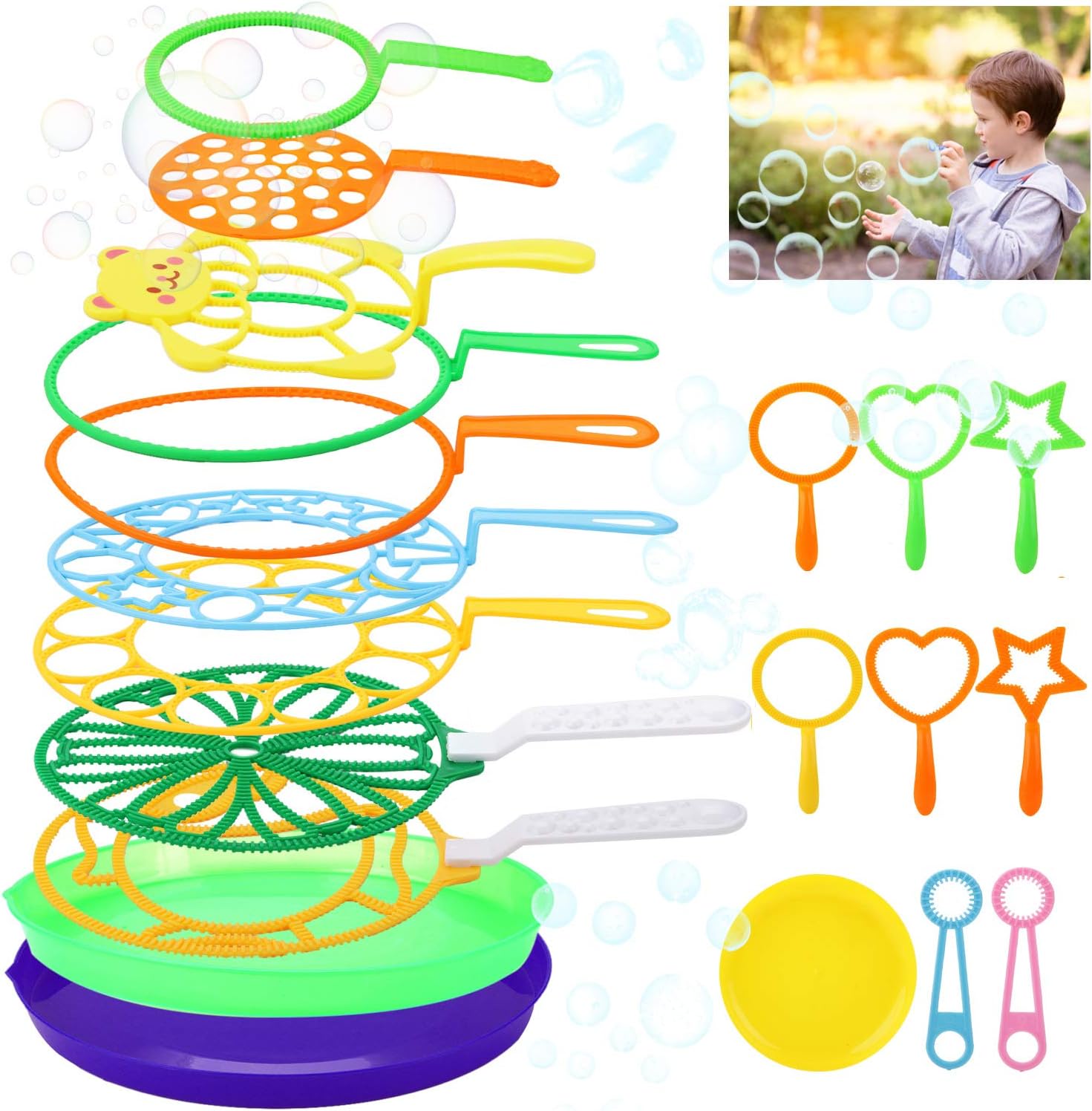 B bangcool Bubble Wands Set - Big Bubbles Wand Funny Bubbles Maker, Nice for Outdoor Playtime & Birthday Party & Games, Suitable for All Age People