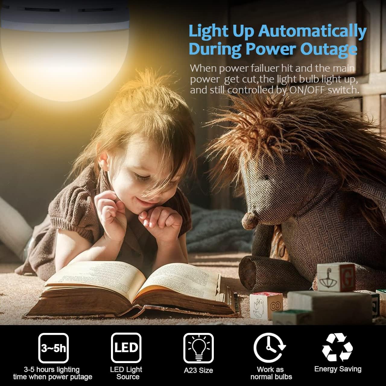 12 Pack A21 Rechargeable LED Bulbs 9W (60W Equivalent) Warm White 3000K E26 Screw Base Multi-Function Battery Backup Emergency Light for Power Outage Camping Outdoor Activity