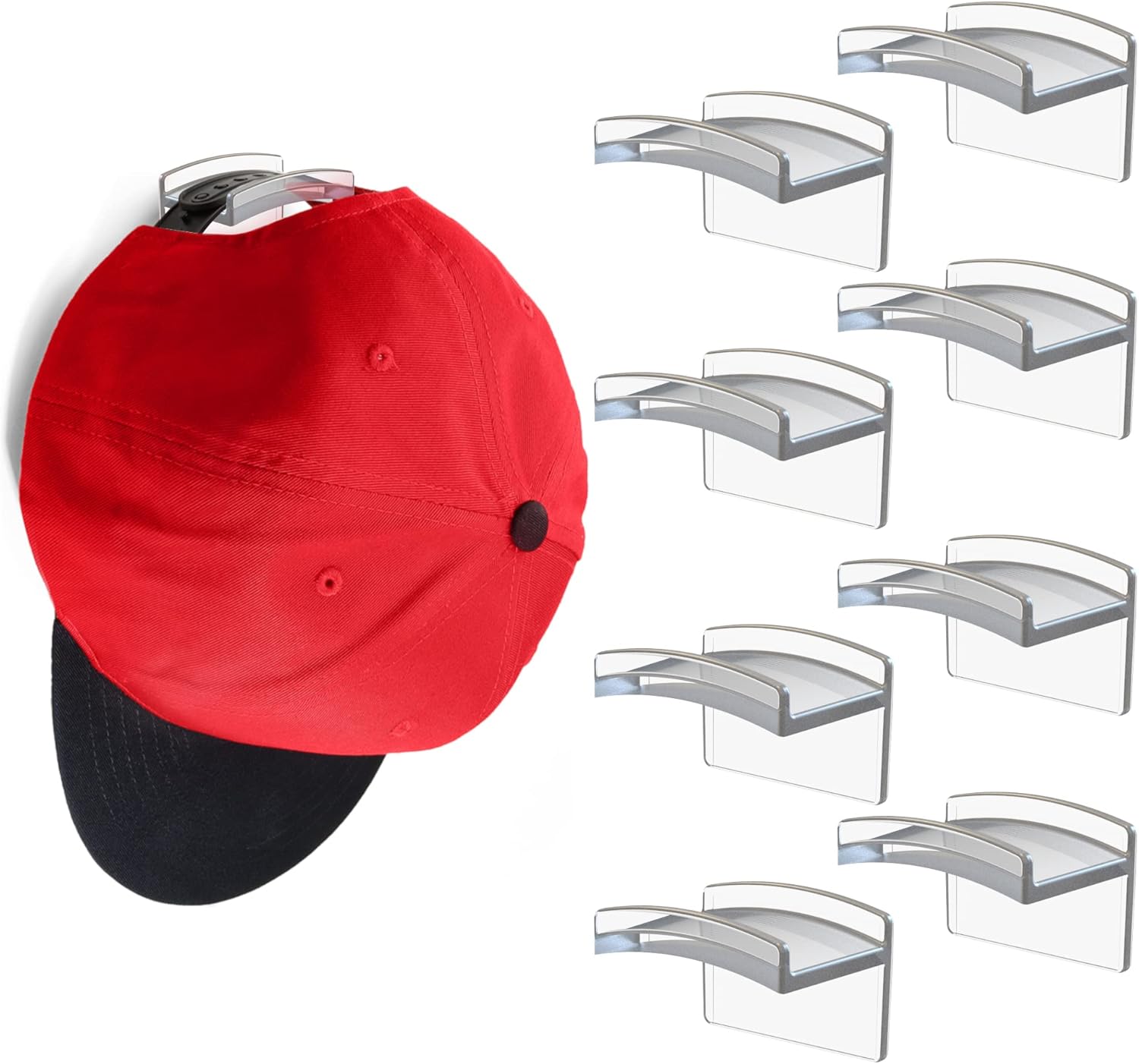 Amazon.com: Modern JP Adhesive Hat Hooks for Wall (8-Pack) - Minimalist ...